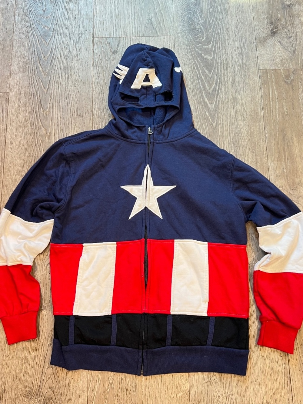 Marvel Captain America Costume Hoodie Mask Boys XL Youth Mad Engine Full Zip Jac